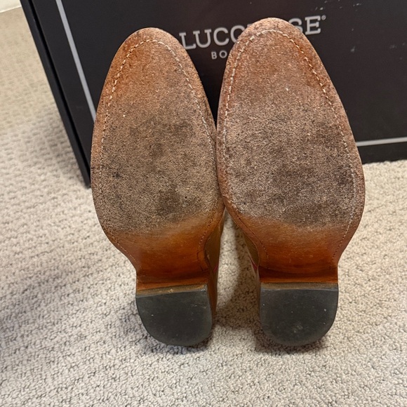 Lucchese Metallic Rose Gold Boots with Pink Accents - Picture 5 of 6